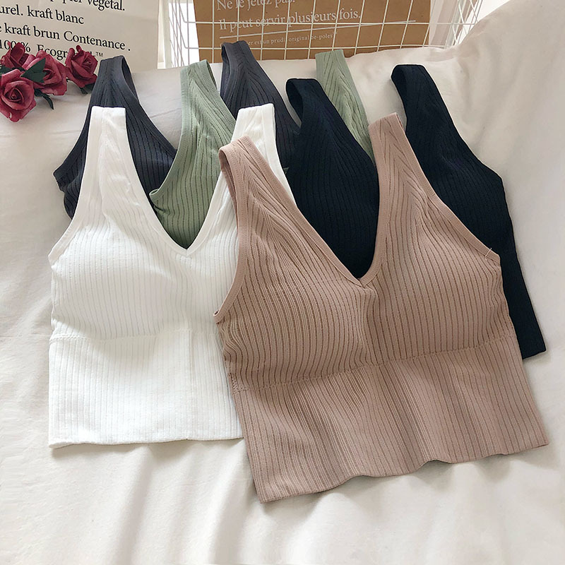 Women's Tank Crop Tops Female  - T Shirt Bra Seamless のレビューと価格