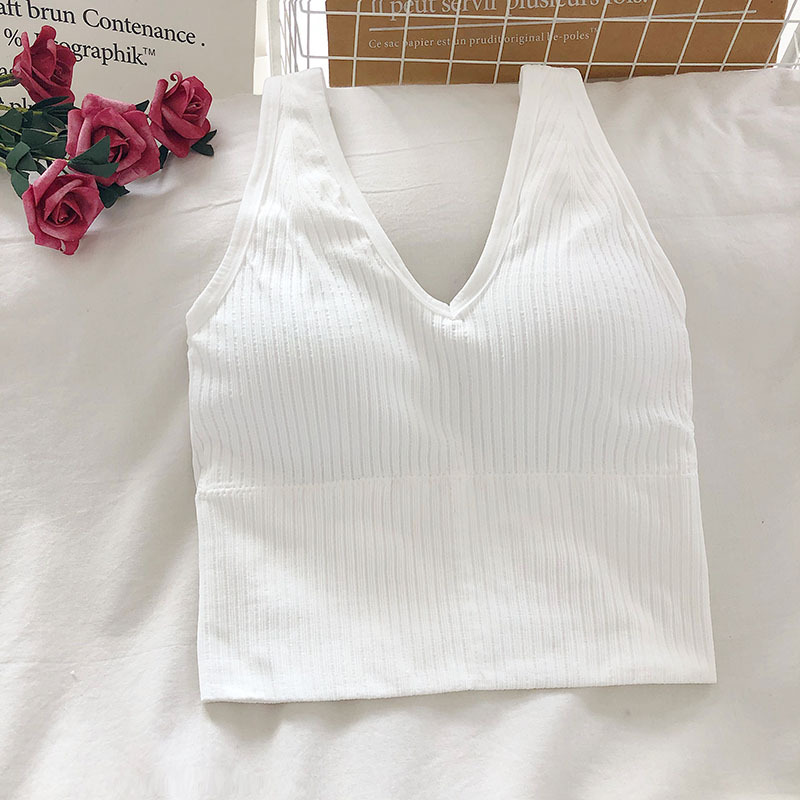 Women's Tank Crop Tops Female  - T Shirt Bra Seamless のレビューと価格