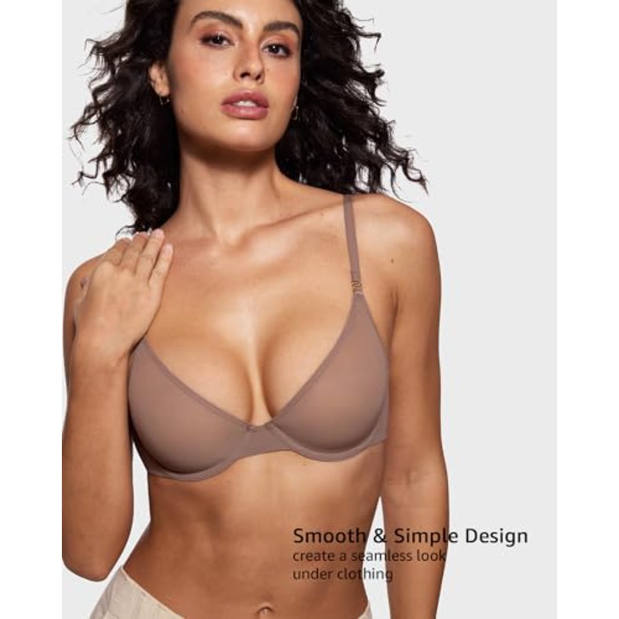 Women's Cosnufy Sheer Balconet - Demi Bra Balconette のレビューと価格