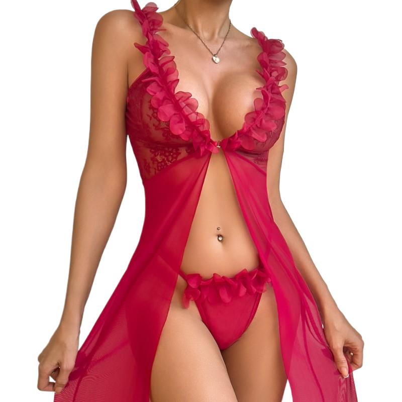 Red Transparent Mesh Suspender - Sheer Mesh Bra のレビューと価格