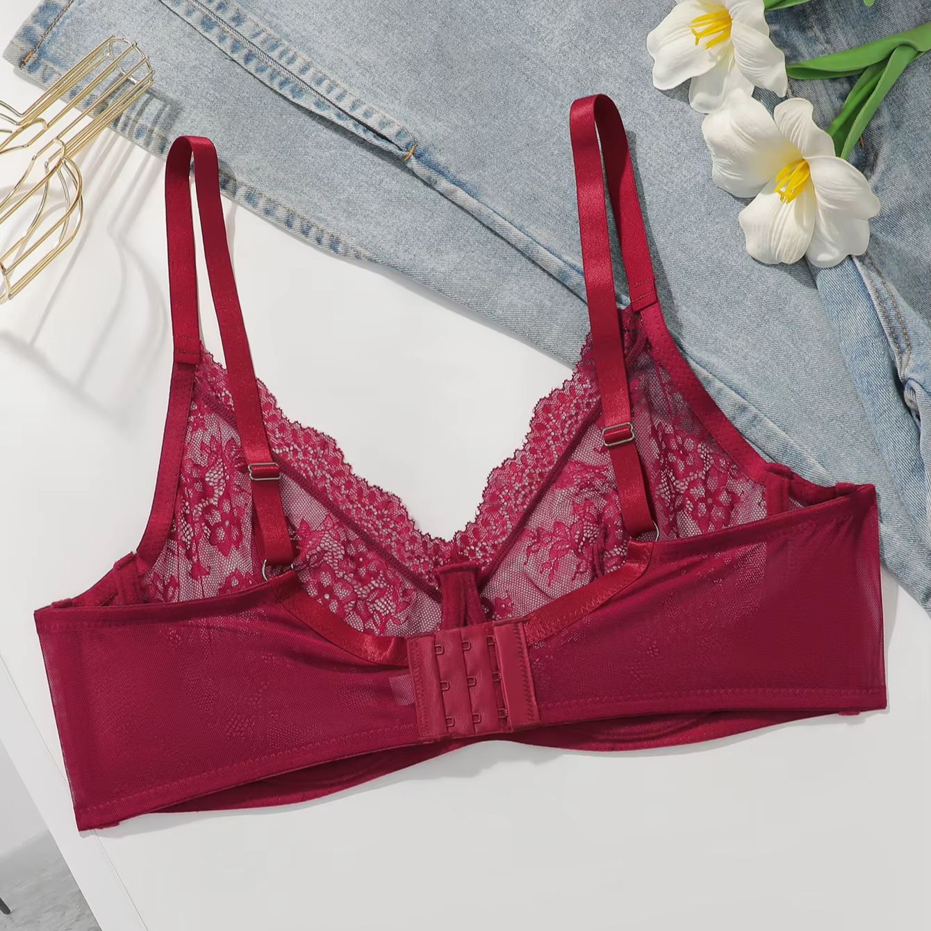 Women Plus Size Red Lace Sheer - Sheer Bra Lace のレビューと価格