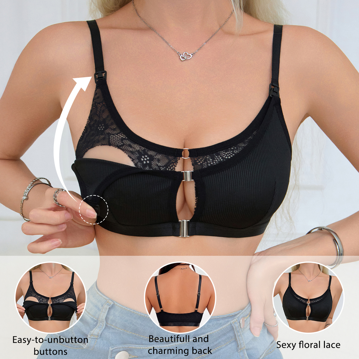 Black Comfortable Front Clasp  - Nursing Bra Clip のレビューと価格