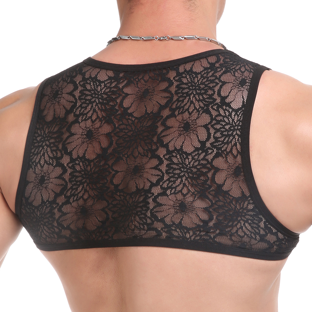 Sexy Mens Lace Sheer Crop Tops - Sheer Bra Lace のレビューと価格