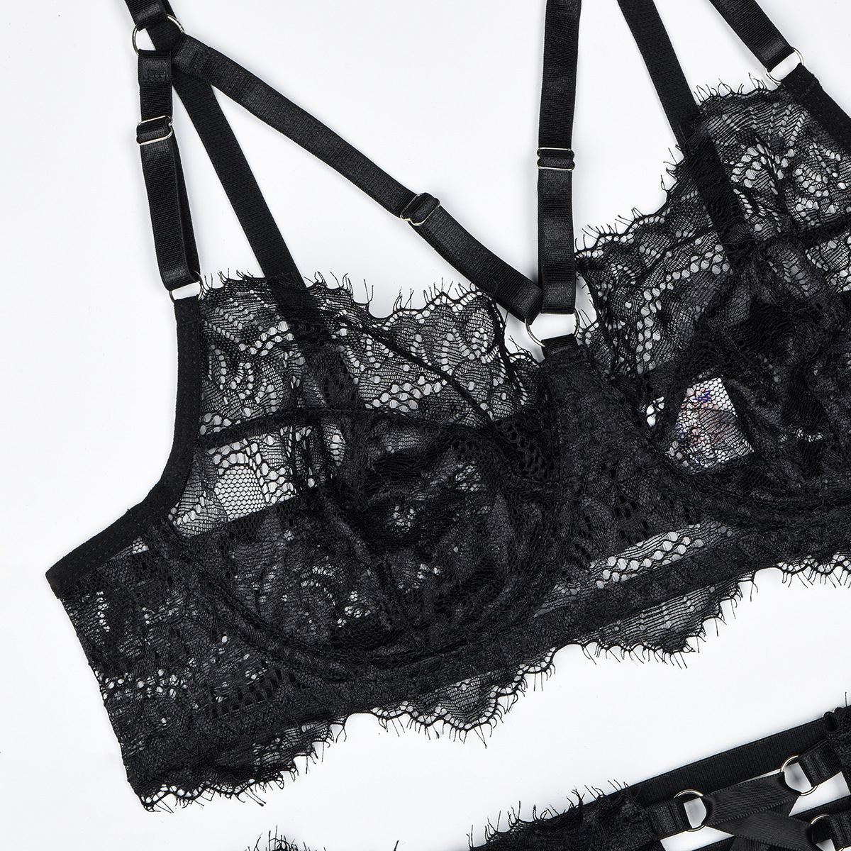 6pcs Sexy Lingerie Shaping Und - Sheer Mesh Bra のレビューと価格